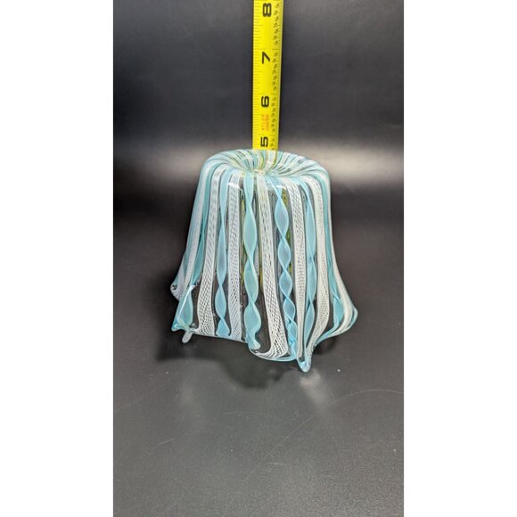 Murano Glass Handkerchief Vase Blue White Swirl Pattern Vintage - Picture 7 of 16